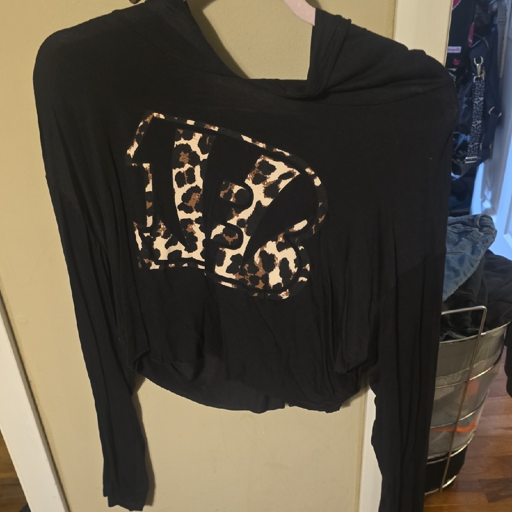 Chic Black Leopard Print Women's Hoodie Brand New Cincinnati Bengals